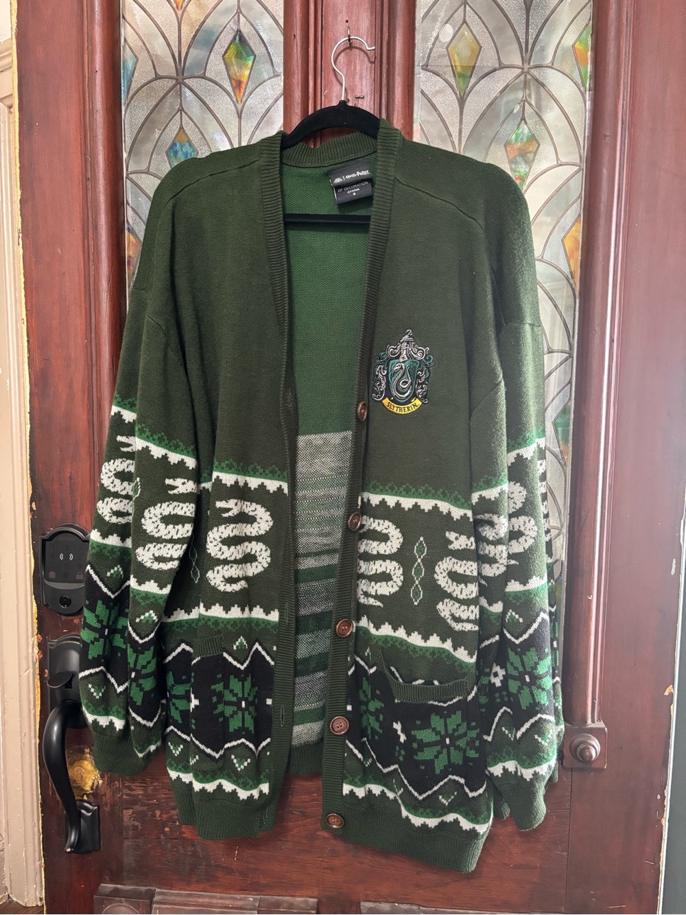 Harry Potter Slytherin Green Patterned Cardigan Sweater